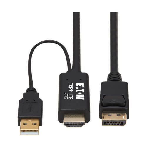 Eaton Tripp Lite Series HDMI zu DisplayPort Active Adapterkabel (Stecker/Stecker) - 4K, USB Power, Schwarz, 2 m (6.6 ft.
