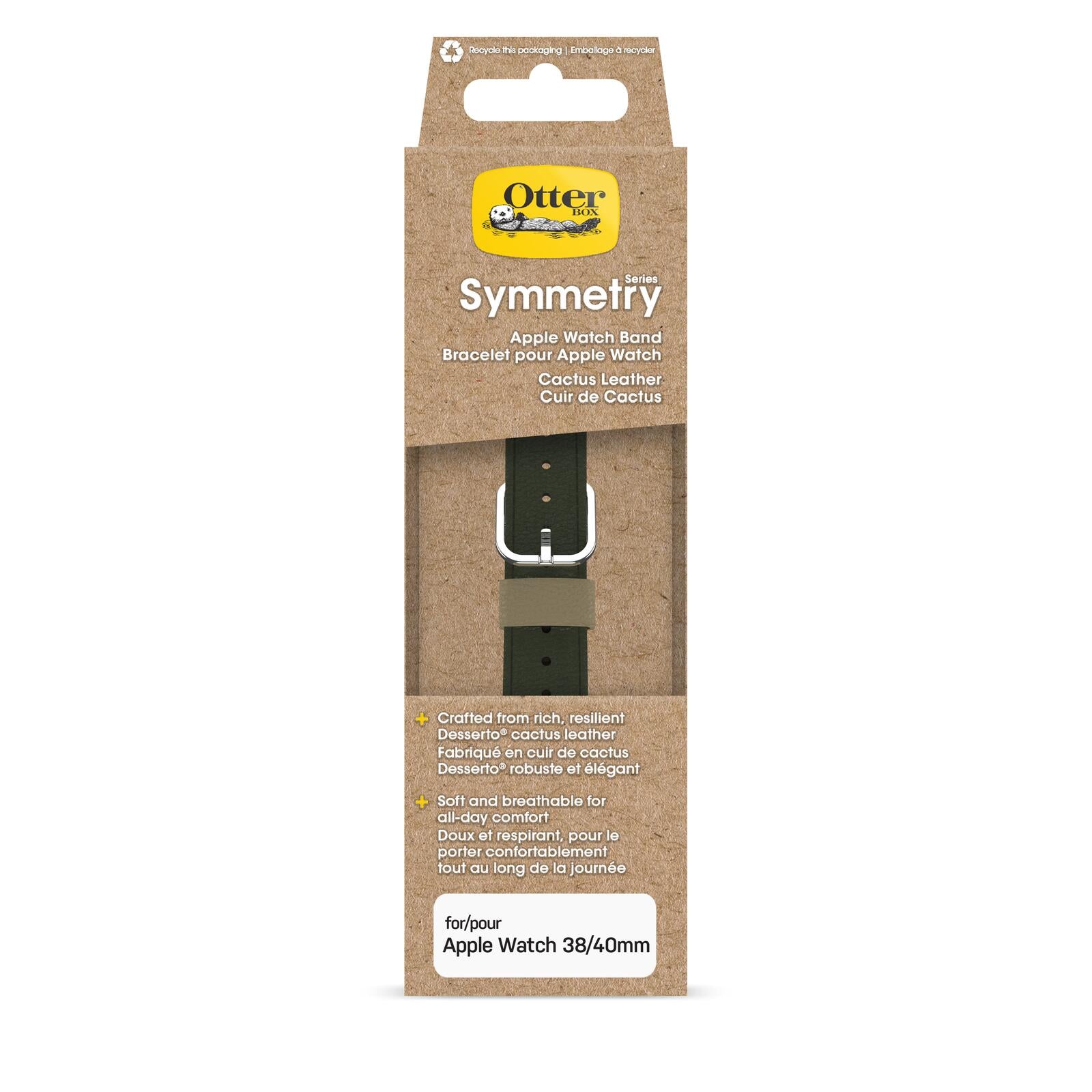 OtterBox Symmetry Cactus Leather Watch Band for Apple Watch 41/40/38mm Cactus Groove - green