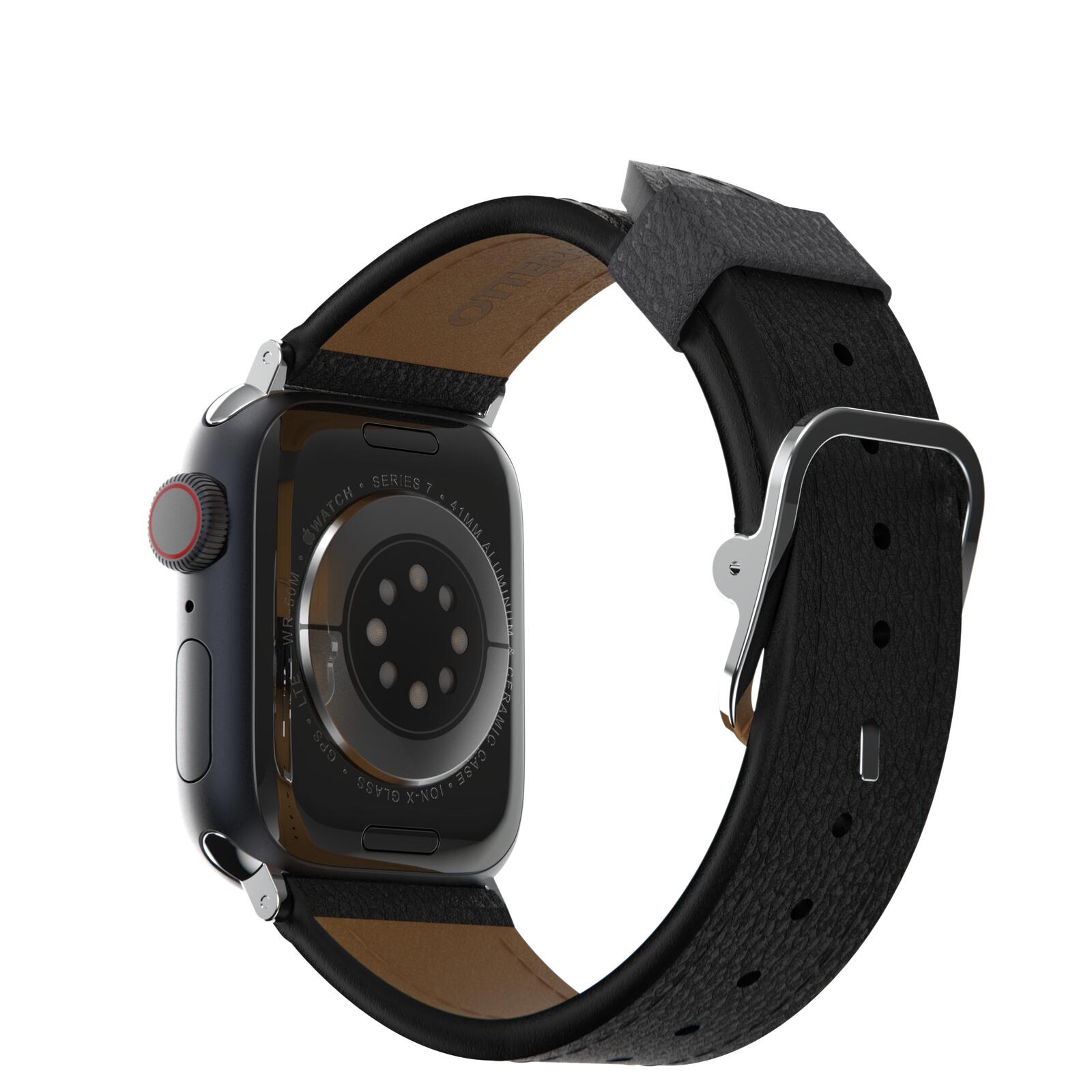 OtterBox Symmetry Cactus Leather Watch Band for Apple Watch 41/40/38mm Noir Ash - black