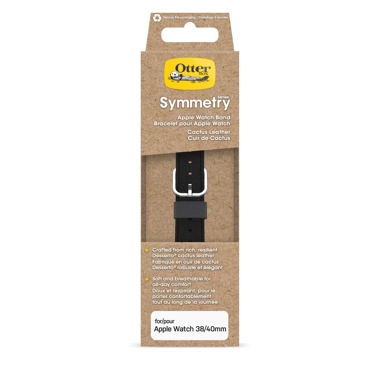 OtterBox Symmetry Cactus Leather Watch Band for Apple Watch 41/40/38mm Noir Ash - black