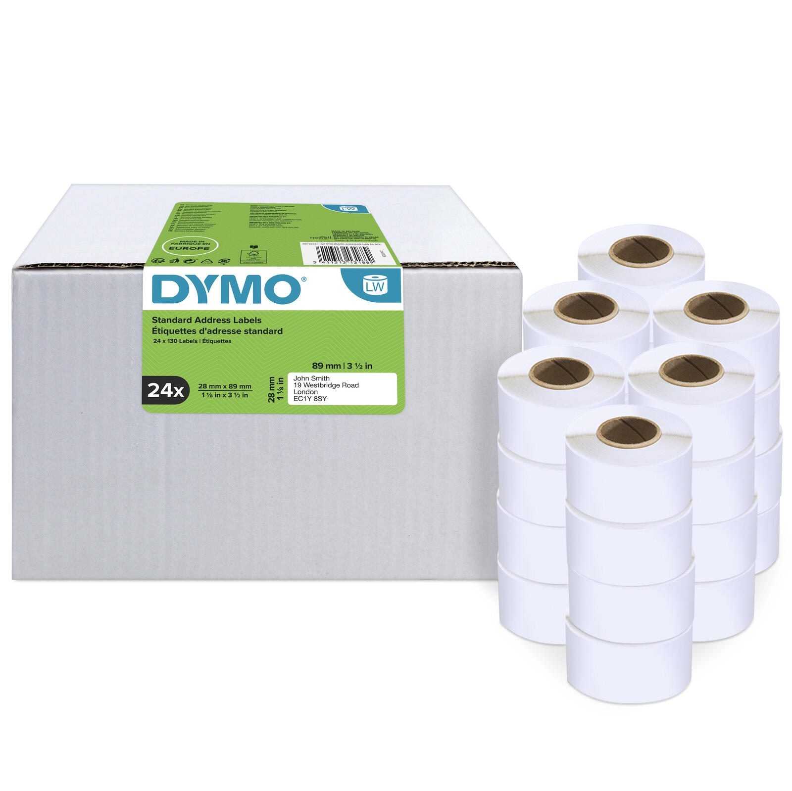 DYMO® Original Etikett für LabelWriter™, Vorteilspack, Adressen - weiss - permanent haftend, 24 x 130 Etiketten