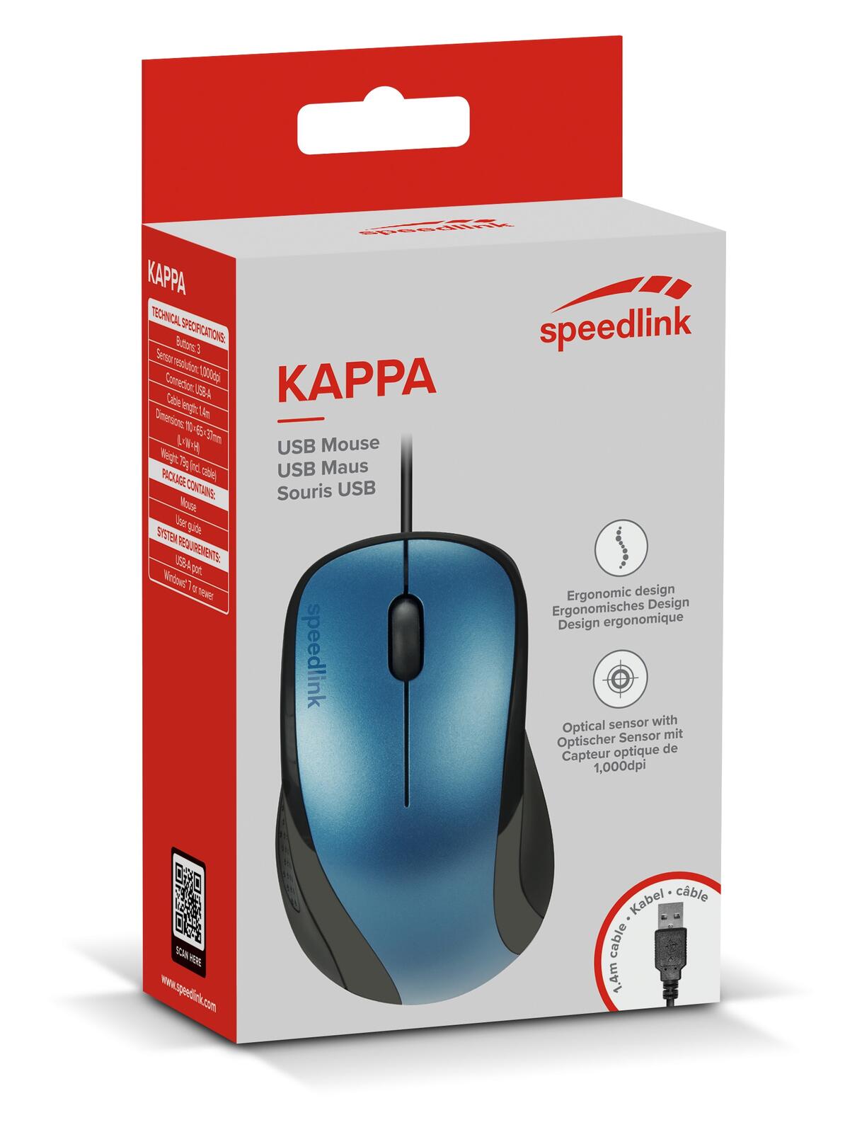 Speedlink KAPPA Maus - USB, blau