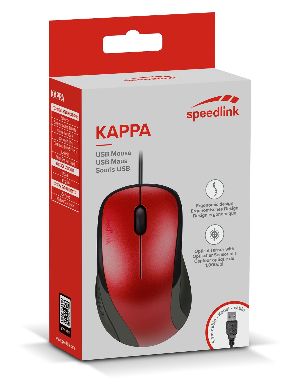 Speedlink KAPPA Maus - USB, rot