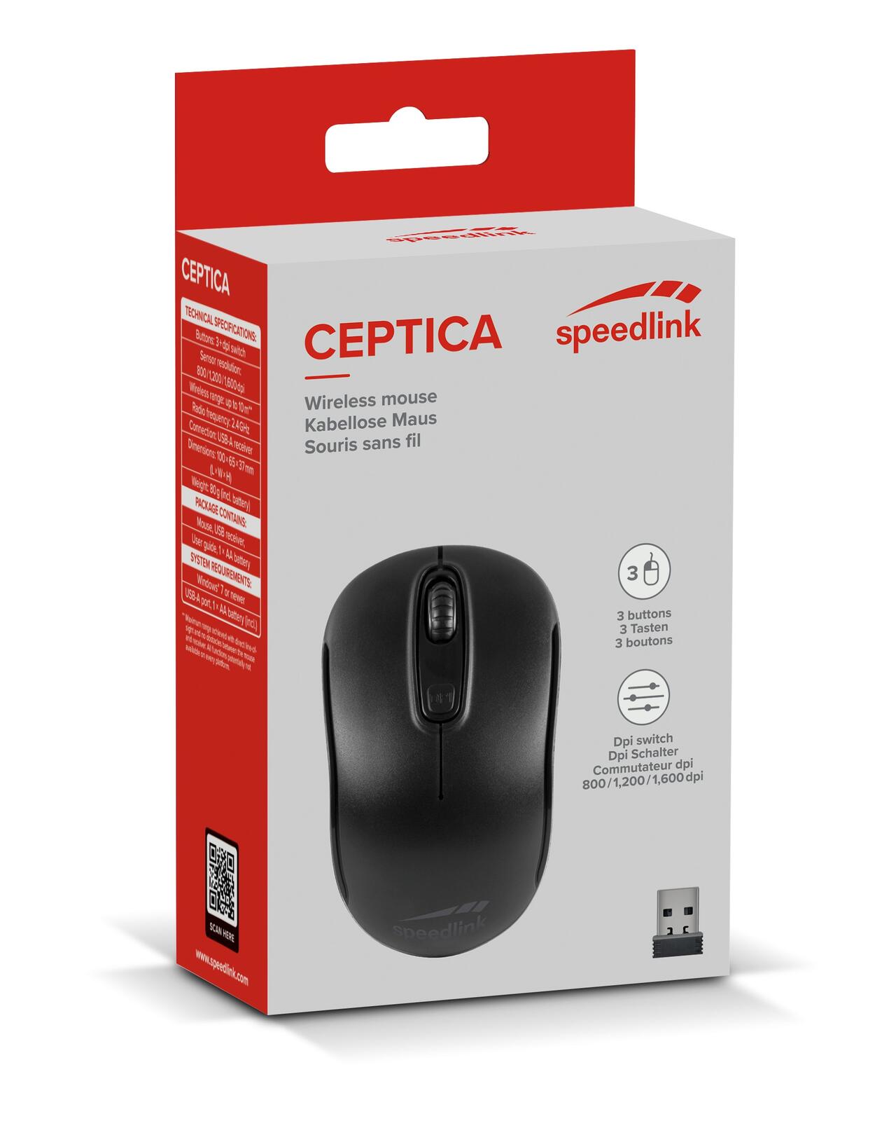 Speedlink CEPTICA Wireless Maus, schwarz