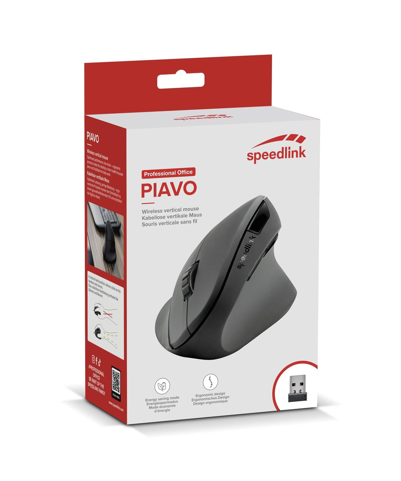 Speedlink PIAVO Ergonomic Vertical Wireless Maus, schwarz