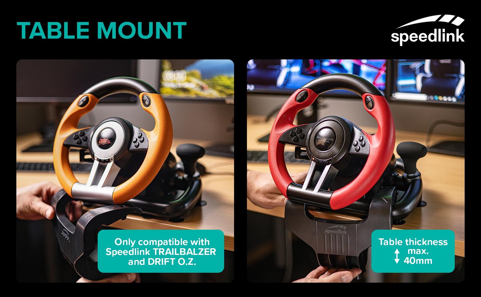 Speedlink Tischhalterung für DRIFT O.Z and TRAILBLAZER Lenkrad, schwarz