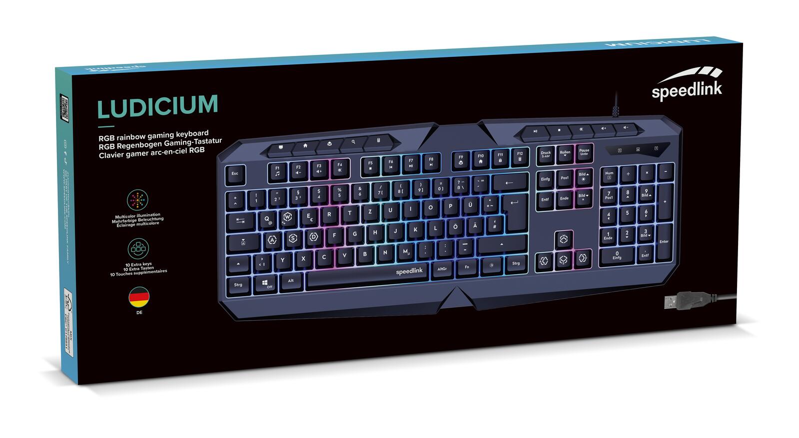 Speedlink LUDICIUM RGB Rainbow Gaming Tastatur, schwarz - DE Layout