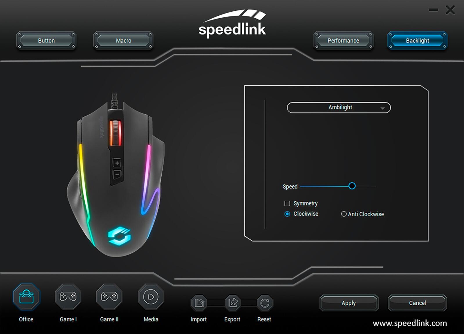 Speedlink DECUS NX RGB Gaming Maus, schwarz