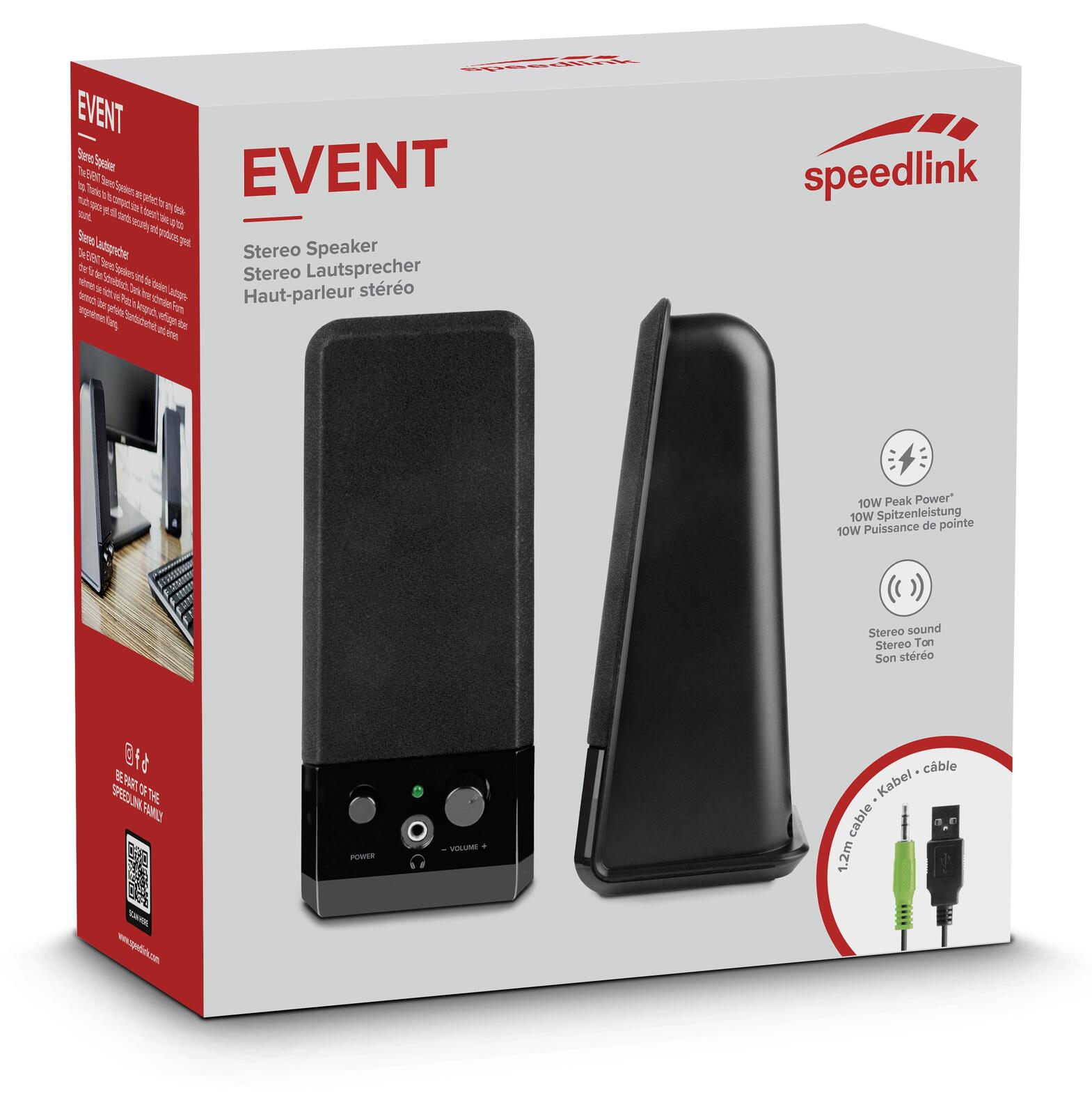 Speedlink EVENT Stereo Lautsprecher, schwarz