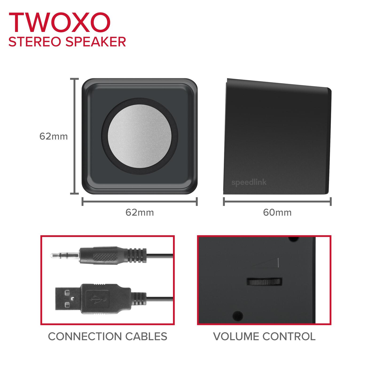 Speedlink TWOXO Stereo Lautsprecher, schwarz