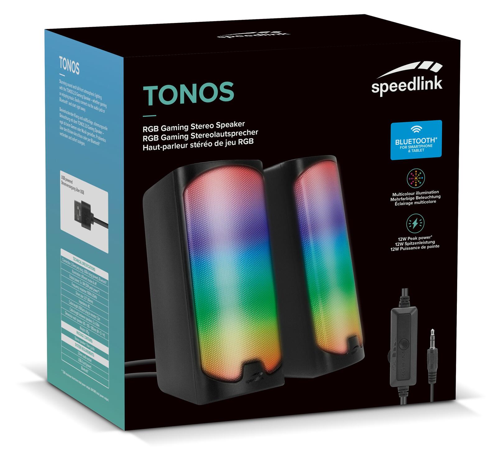 Speedlink TONOS RGB Gaming Stereo Lautsprecher, schwarz