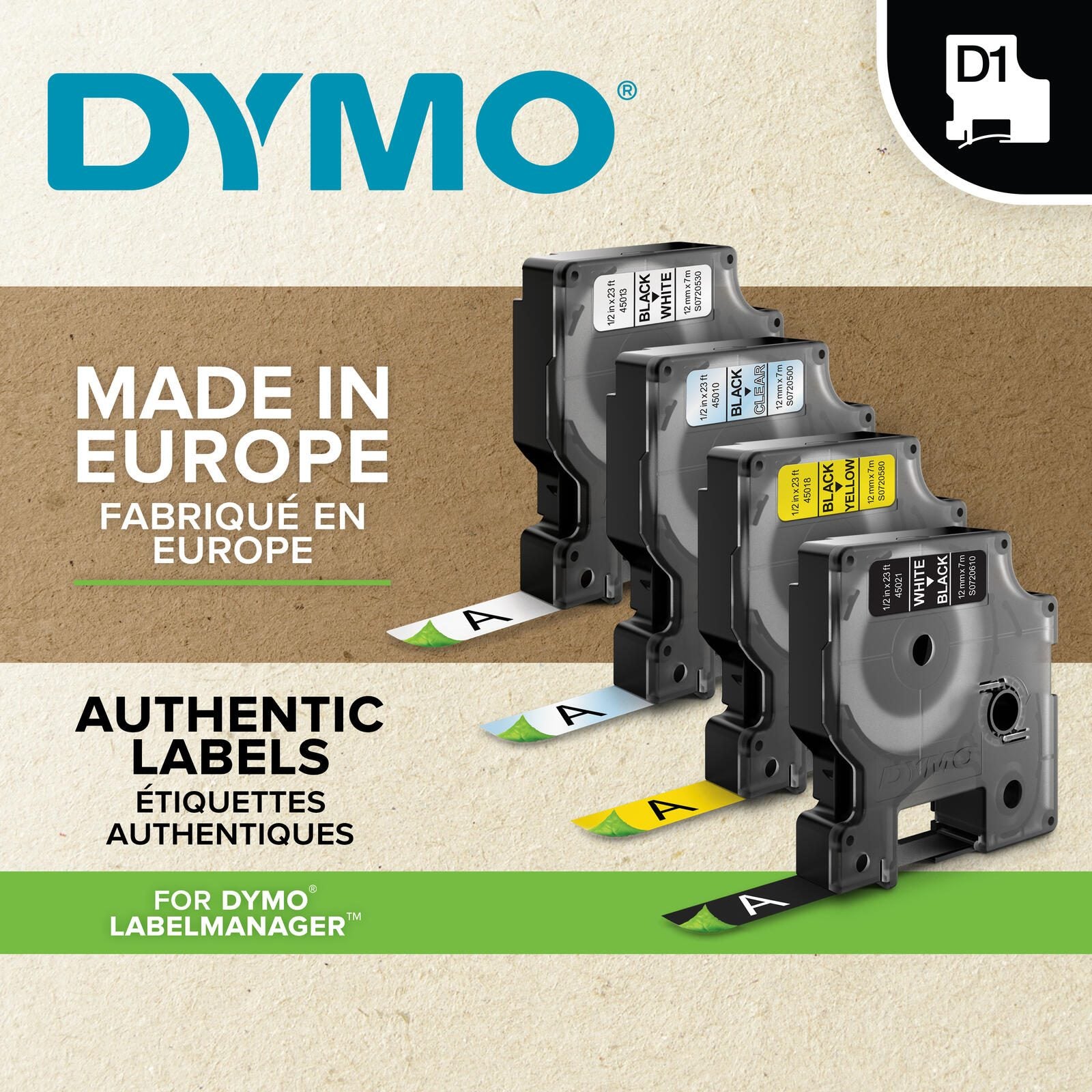 DYMO® Original D1-Schriftband für LabelManager™ 19mm x 7m - Polyester, wieder ablösbar - schwarz auf rot