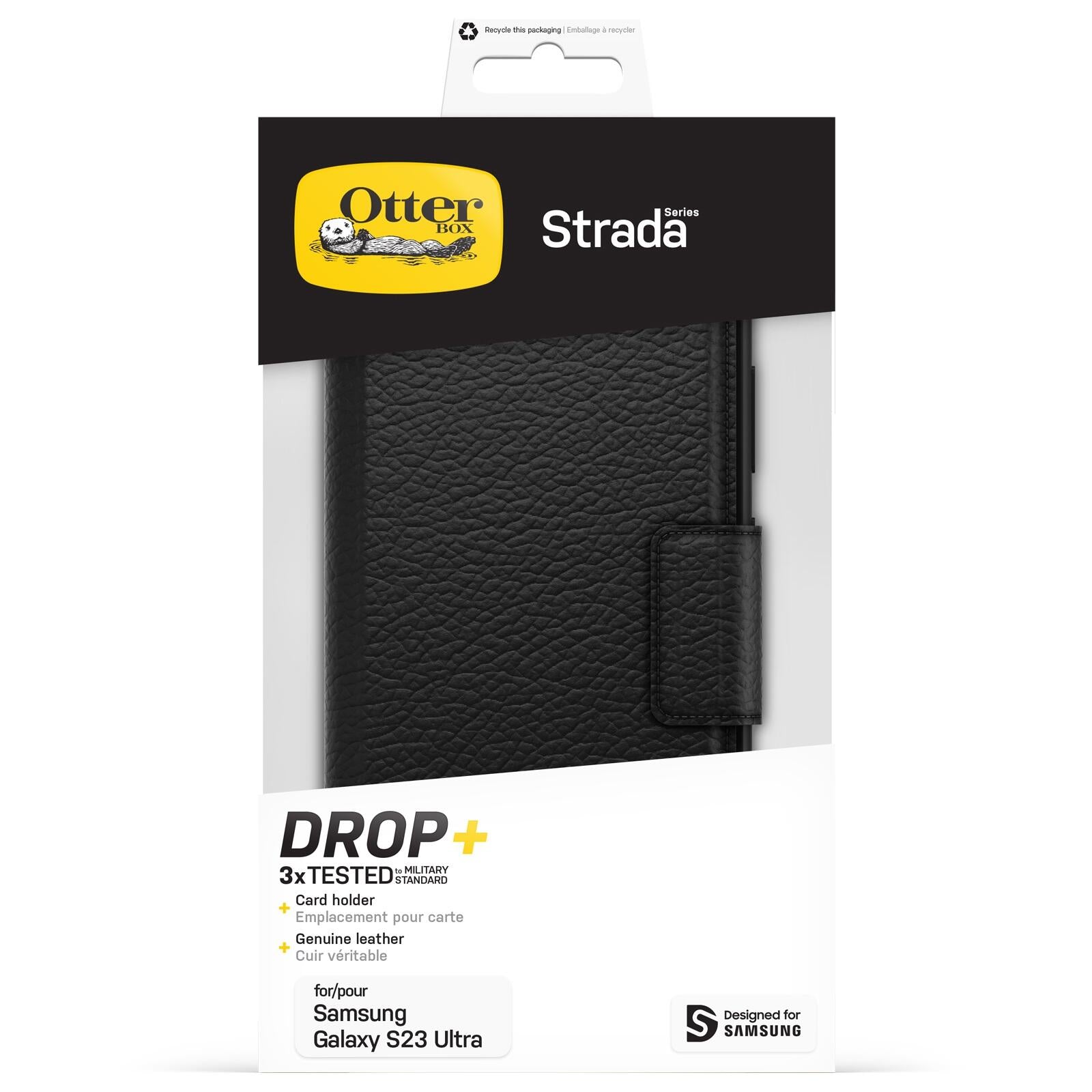 OtterBox Strada Folio Schutzhülle für Samsung Galaxy S23 Ultra (Schwarz) - Bulk/ProPack