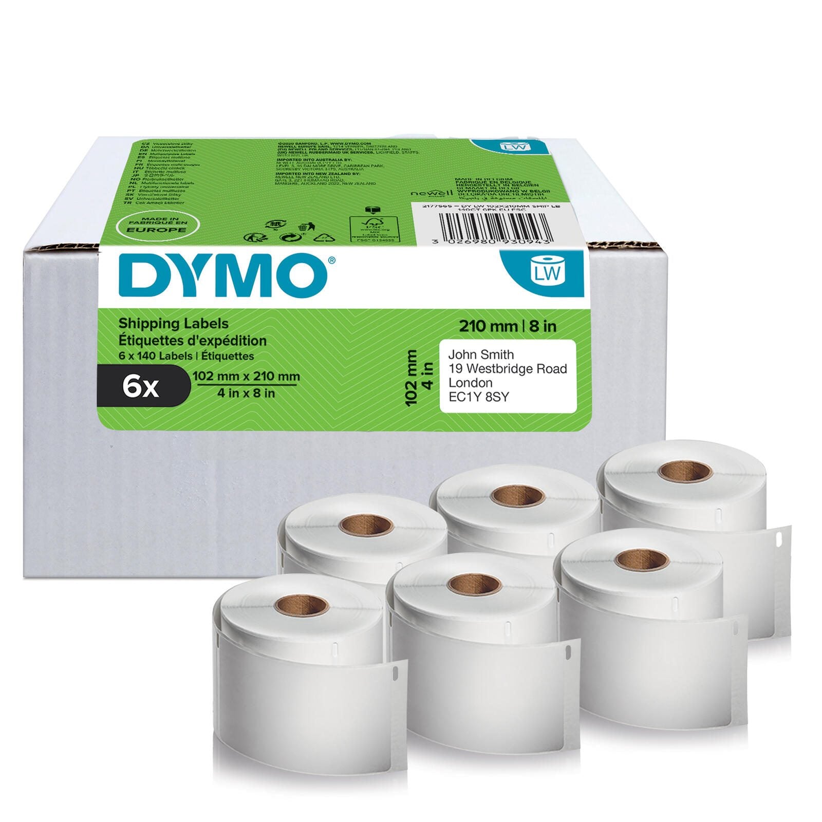 DYMO® Original Etikett für LabelWriter™, Vorteilspack, Versandaufkleber für DHL - weiss - permanent, 6 x 140 Etiketten,