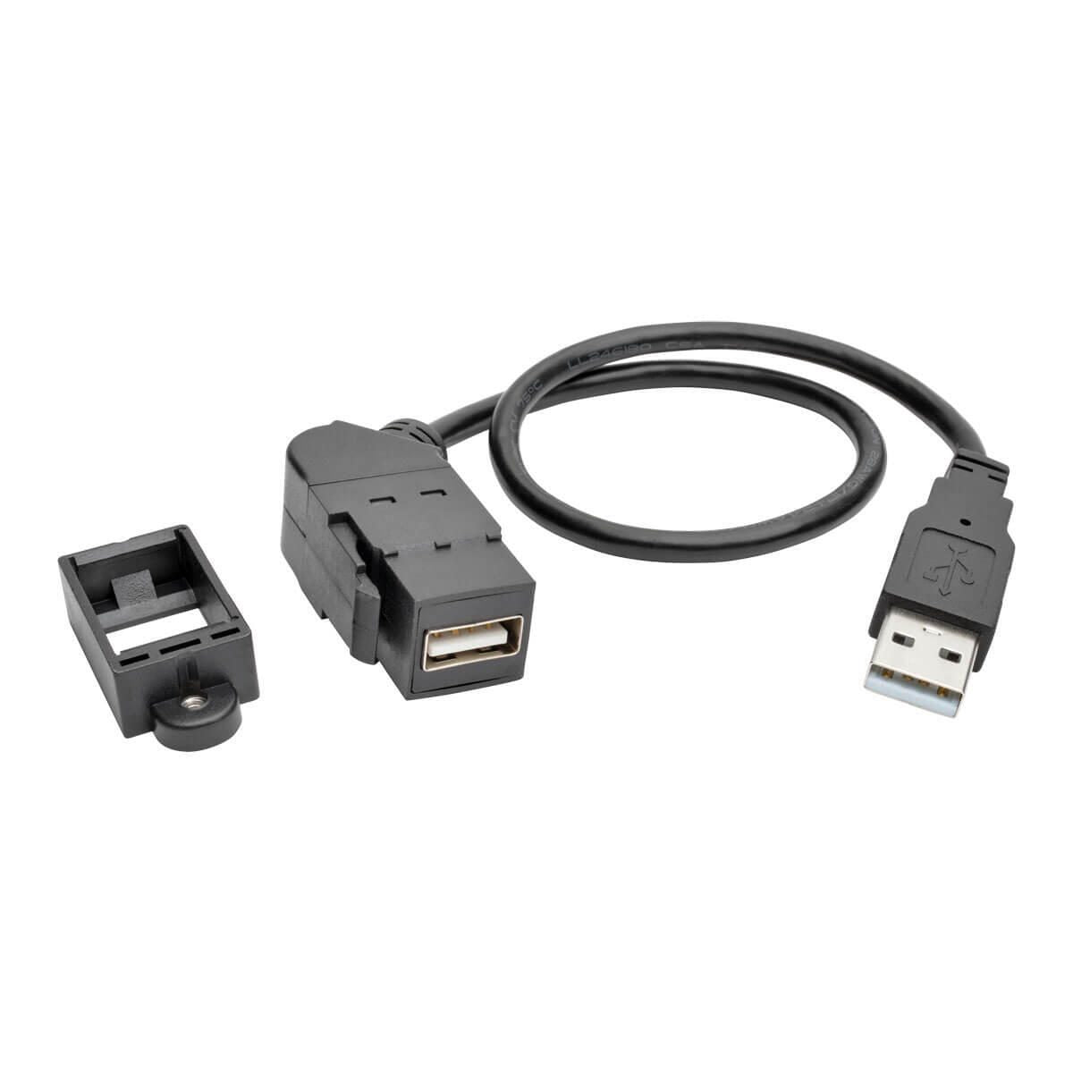 Eaton Tripp Lite Series USB 2.0 All-in-One Keyszune/Panel Mount Verlängerung Kabel (M/F), Angled Verbinder, 1 ft. (0.31