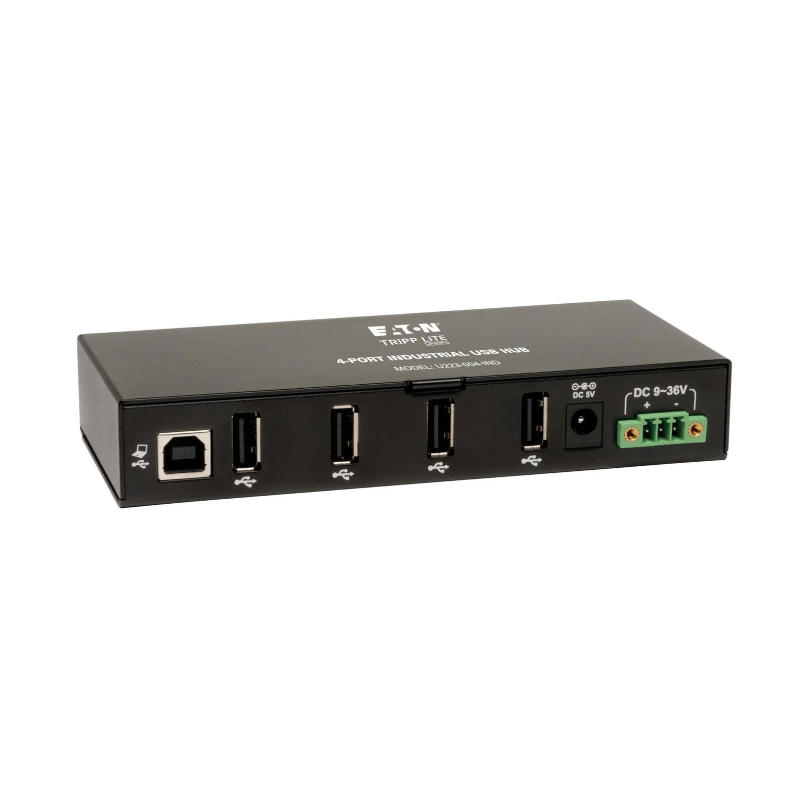 Eaton Tripp Lite Series 4-Port Industrial-Grade USB 2.0 Hub - 15 kV ESD Immunity, Metal Housing, Mountable