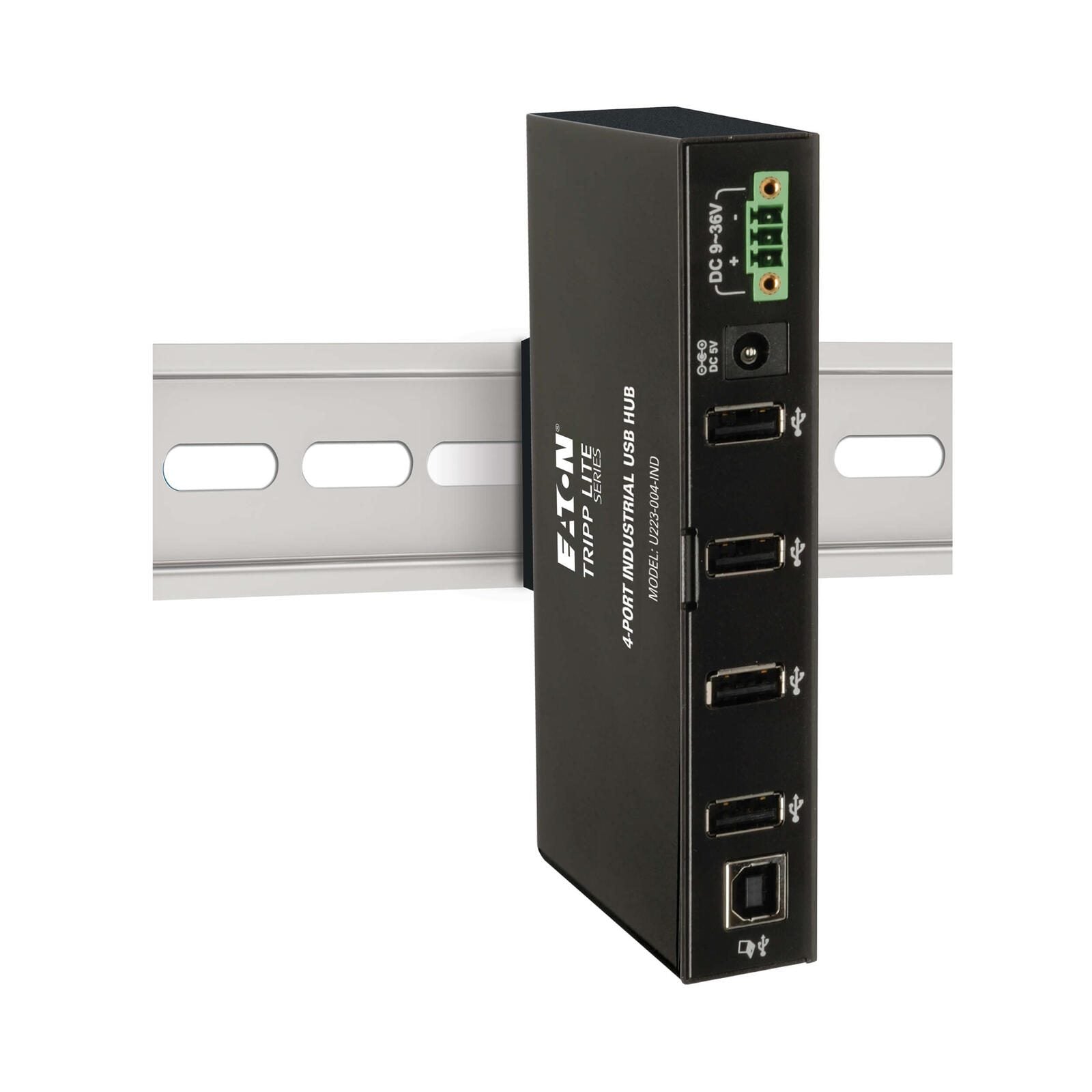 Eaton Tripp Lite Series 4-Port Industrial-Grade USB 2.0 Hub - 15 kV ESD Immunity, Metal Housing, Mountable