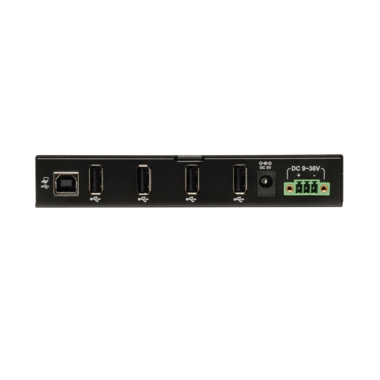 Eaton Tripp Lite Series 4-Port Industrial-Grade USB 2.0 Hub - 15 kV ESD Immunity, Metal Housing, Mountable