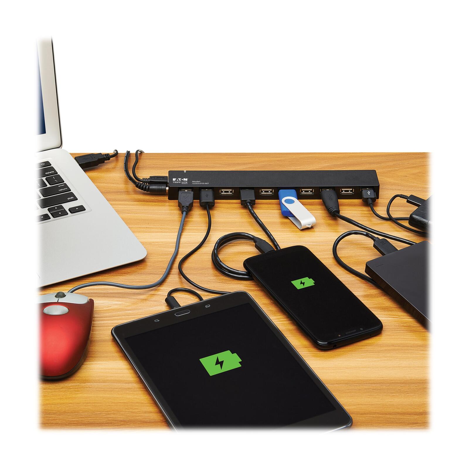 Eaton Tripp Lite Series 10-Port USB Hub mit Power Supply and International Plug Adapters