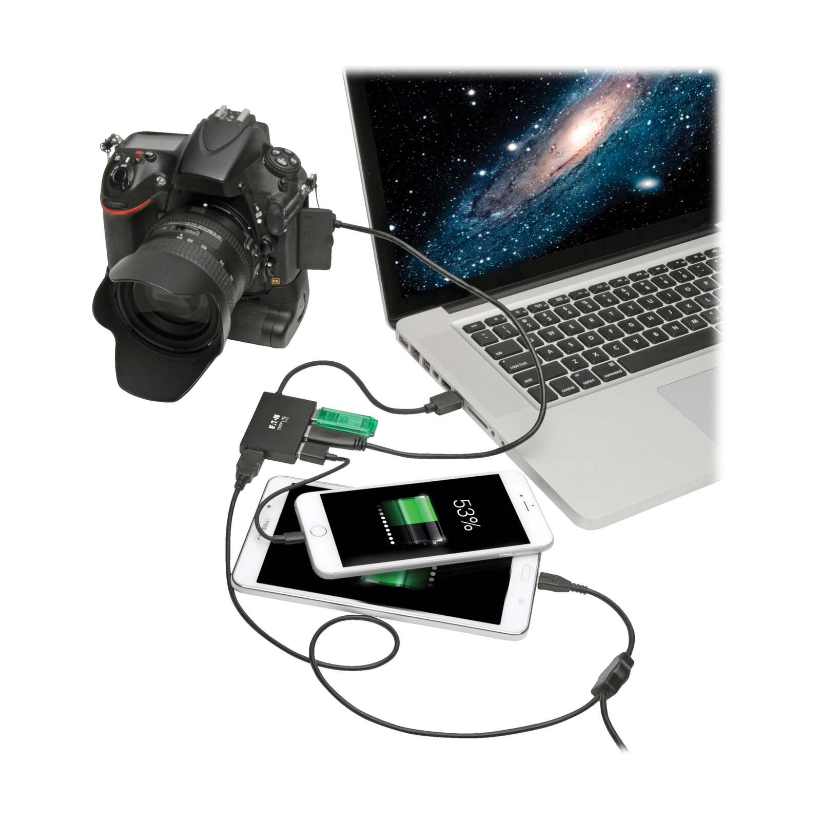 Eaton Tripp Lite Series 4-Port USB 3.0 SuperSpeed Slim Hub, 5 Gbps - 4 xUSB-A , Portable, Aluminum