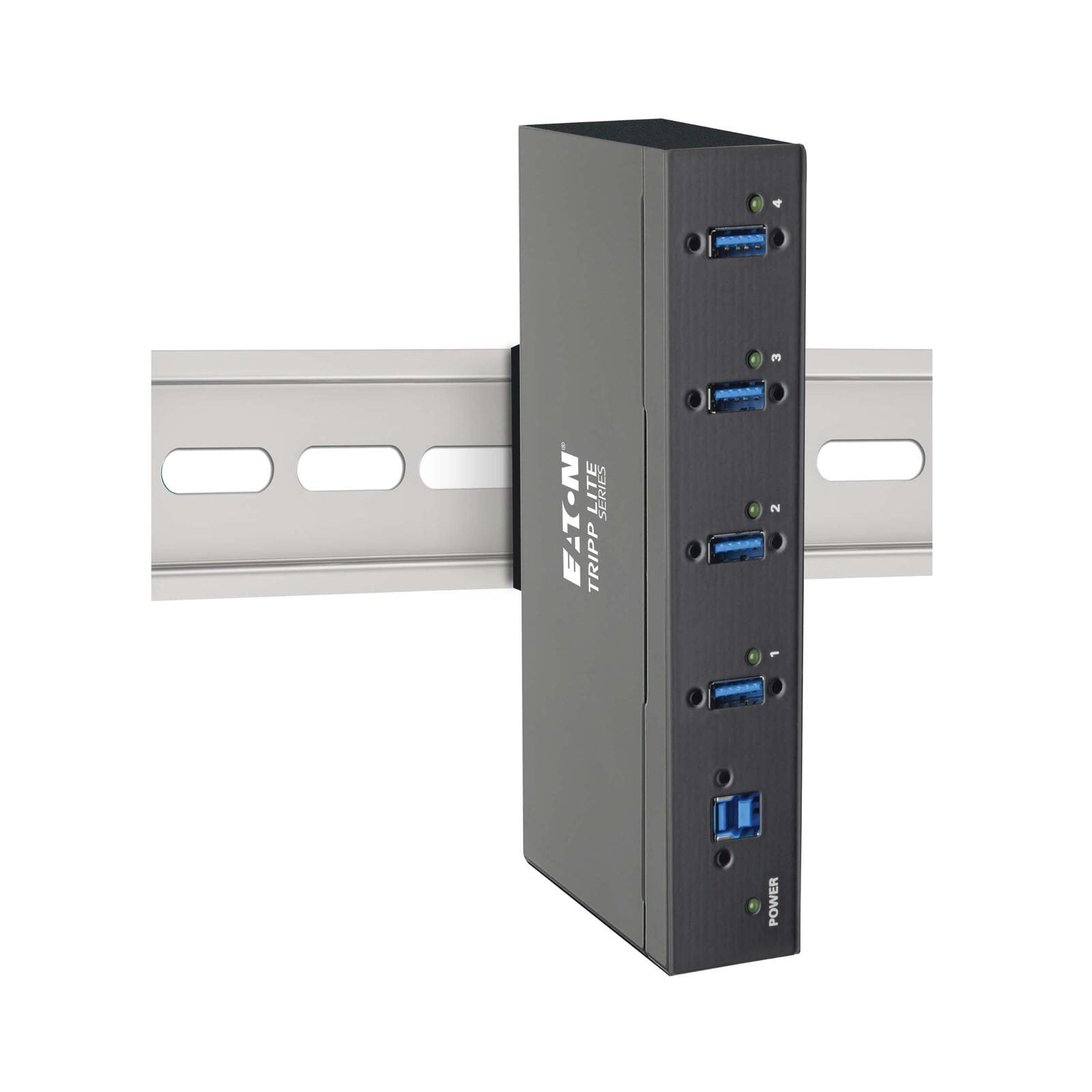 Eaton Tripp Lite Series 4-Port Industrial-Grade USB 3.0 SuperSpeed Hub - 20 kV ESD Immunity, Metal Housing, Mountable