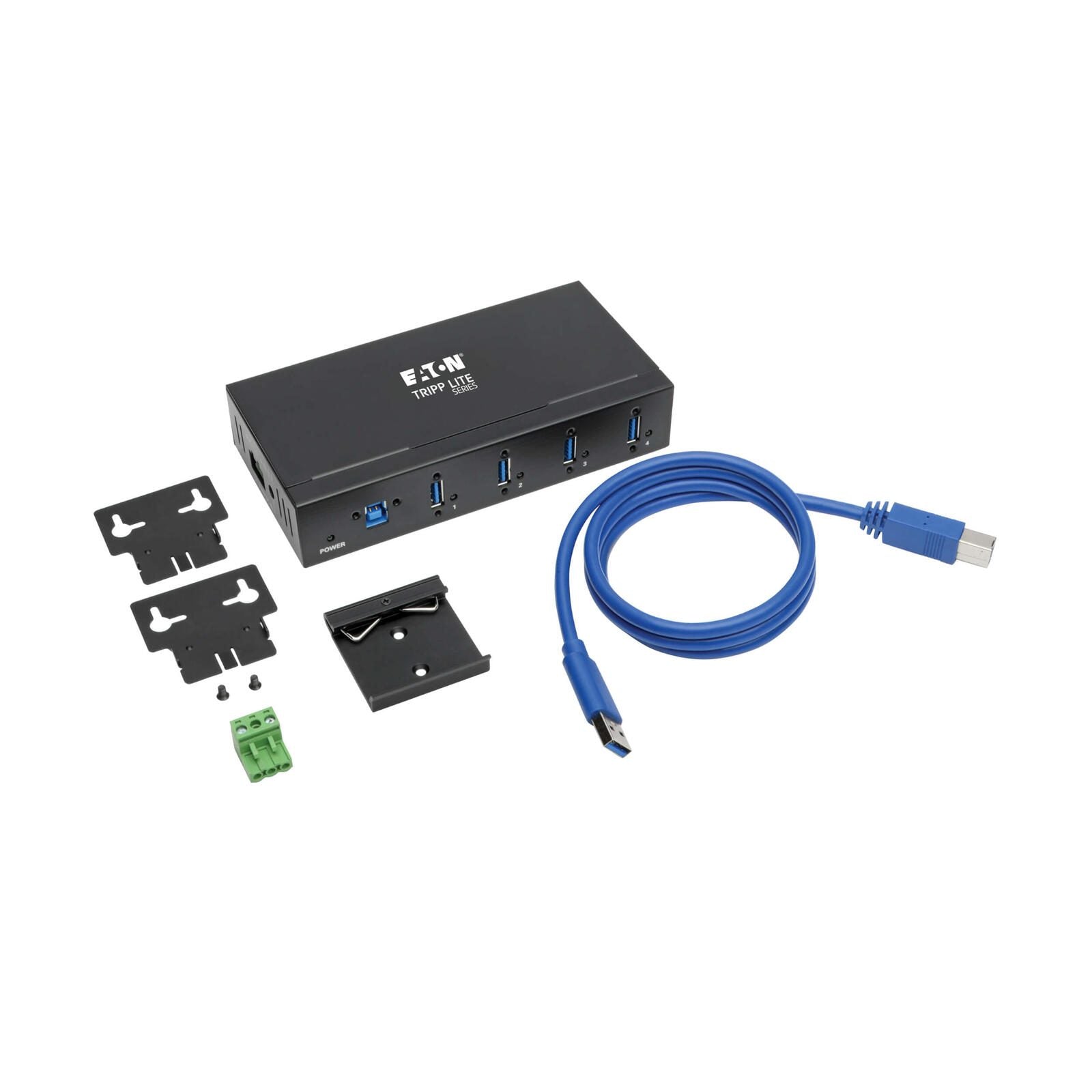 Eaton Tripp Lite Series 4-Port Industrial-Grade USB 3.0 SuperSpeed Hub - 20 kV ESD Immunity, Metal Housing, Mountable
