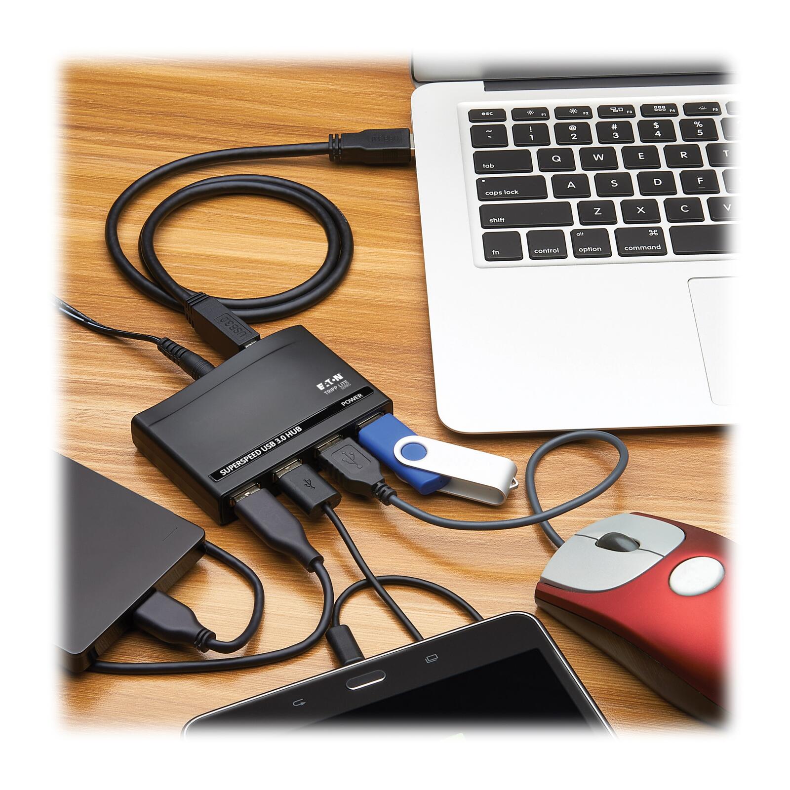 Eaton Tripp Lite Series 4-Port USB-A Mini Hub - USB 3.2 Gen 1, International Plug Adapters