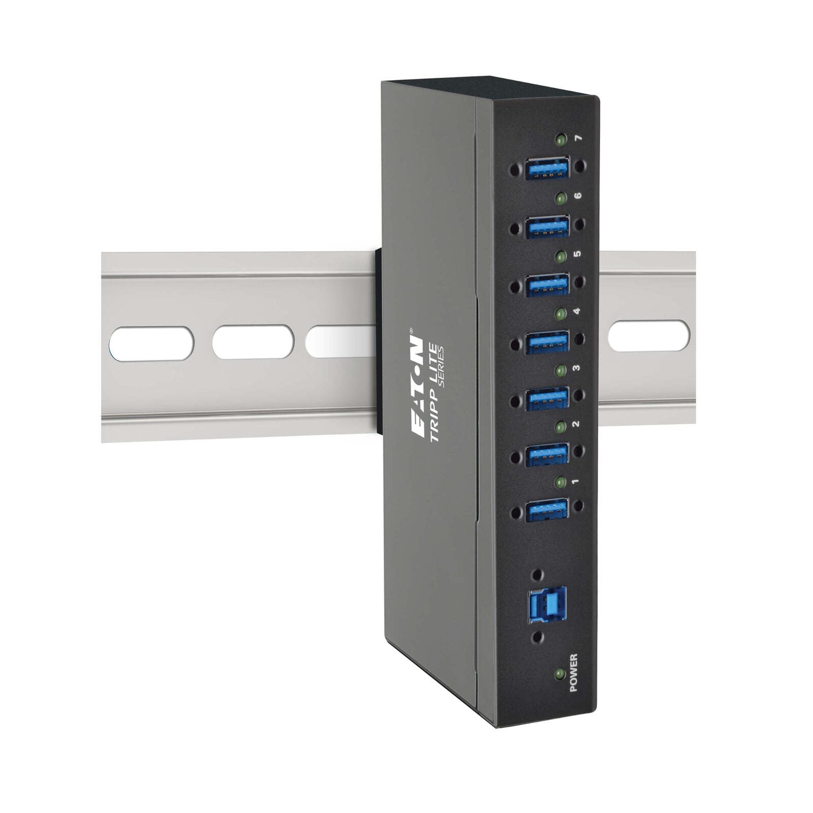 Eaton Tripp Lite Series 7-Port Industrial-Grade USB 3.0 SuperSpeed Hub - 20 kV ESD Immunity, Metal Housing, Mountable