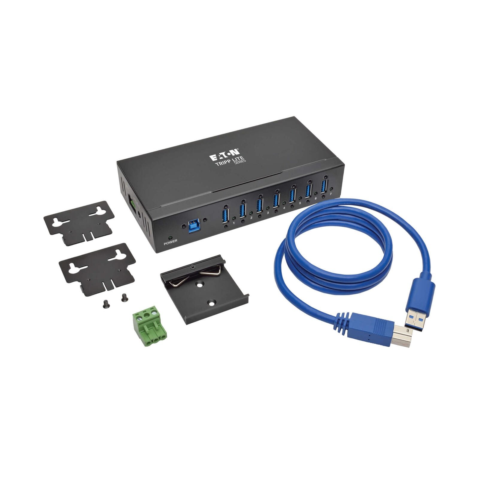 Eaton Tripp Lite Series 7-Port Industrial-Grade USB 3.0 SuperSpeed Hub - 20 kV ESD Immunity, Metal Housing, Mountable