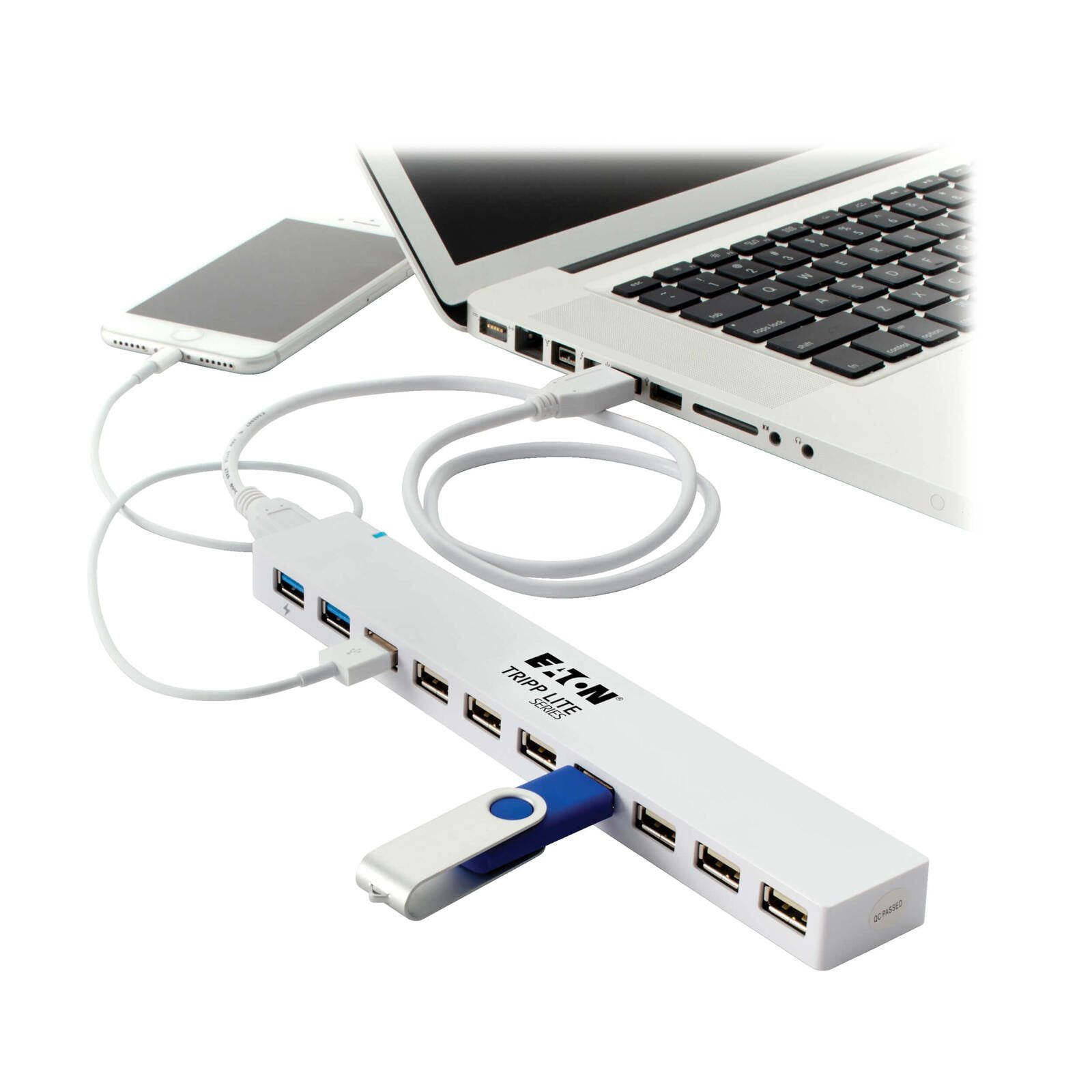Eaton Tripp Lite Series 10-Port USB 3.0 / USB 2.0 Combo Hub - USB Charging, 2 USB 3.0 & 8 USB 2.0 Ports