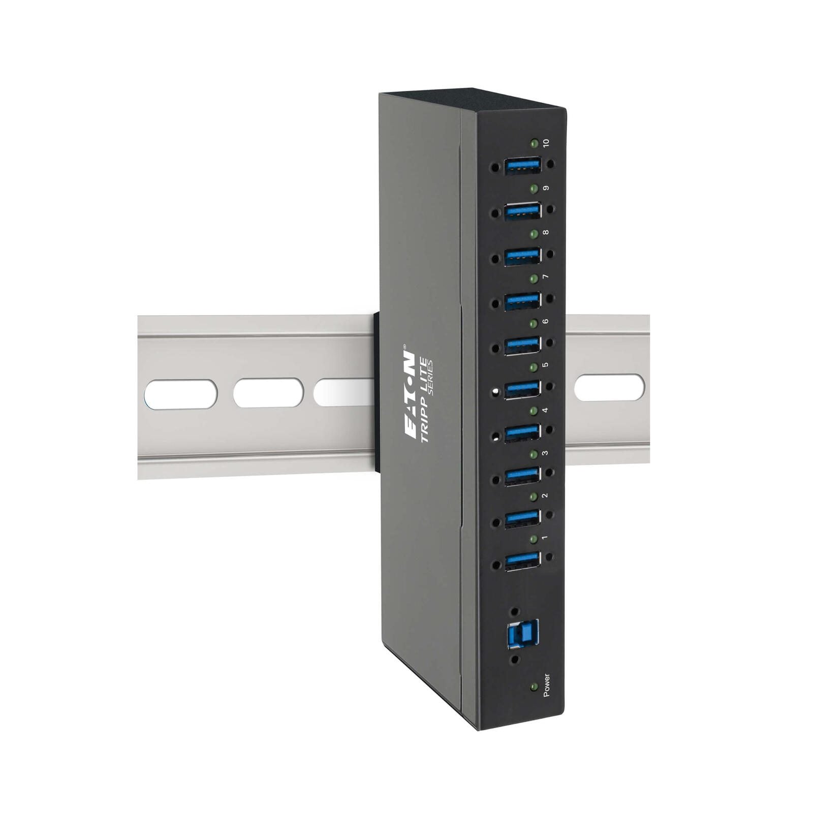 Eaton Tripp Lite Series 10-Port Industrial-Grade USB 3.0 SuperSpeed Hub - 20 kV ESD Immunity, Metal Housing, Mountable