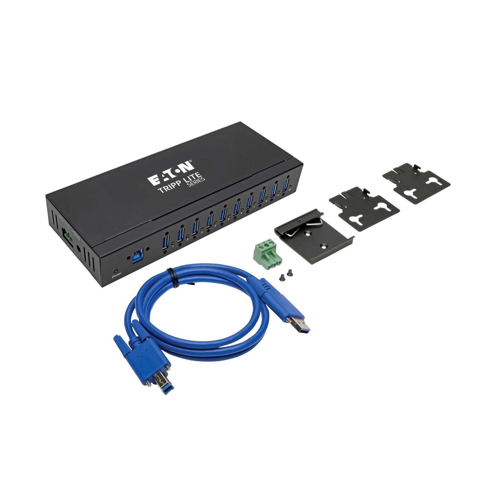 Eaton Tripp Lite Series 10-Port Industrial-Grade USB 3.0 SuperSpeed Hub - 20 kV ESD Immunity, Metal Housing, Mountable
