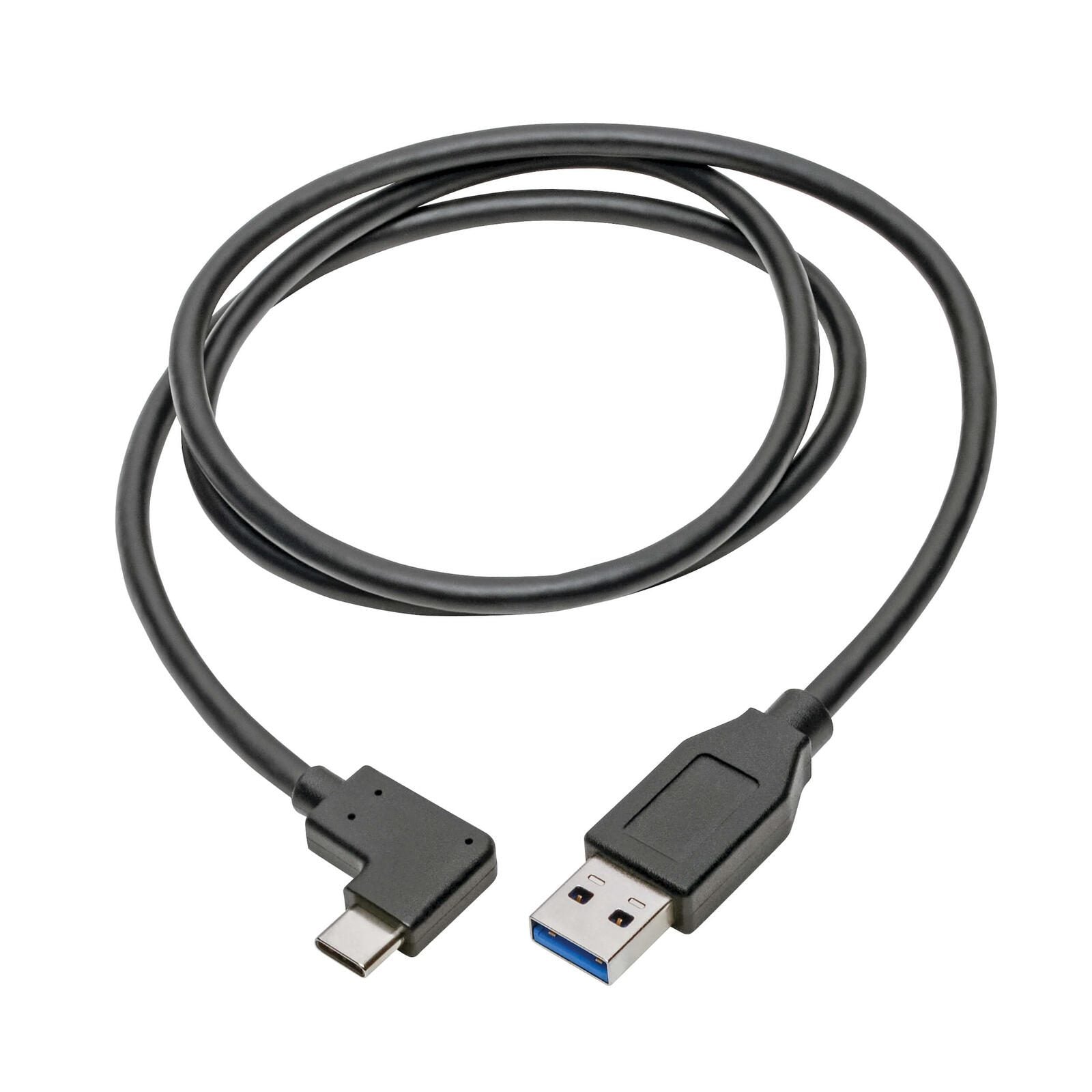 Eaton Tripp Lite Series USB-C zu USB-A Kabel (Stecker/Stecker), Right-Angle C, USB 3.1 Gen 1 (5 Gbps), Thunderbolt 3 Com