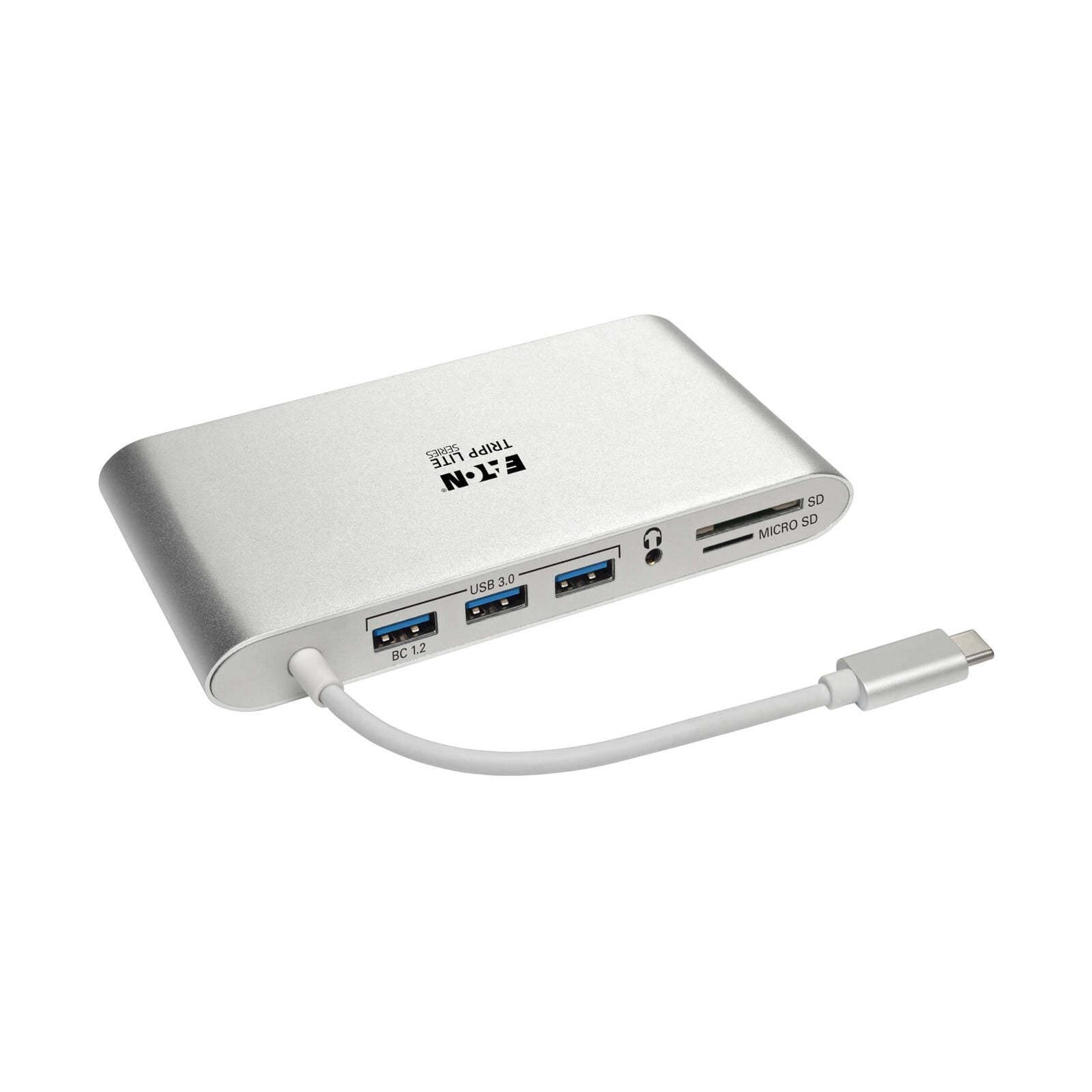 Eaton Tripp Lite Series USB-C Dock, Dual Display - 4K HDMI/mDP, VGA, USB 3.2 Gen 1, USB-A/C Hub, GbE, Memory Card, 100W