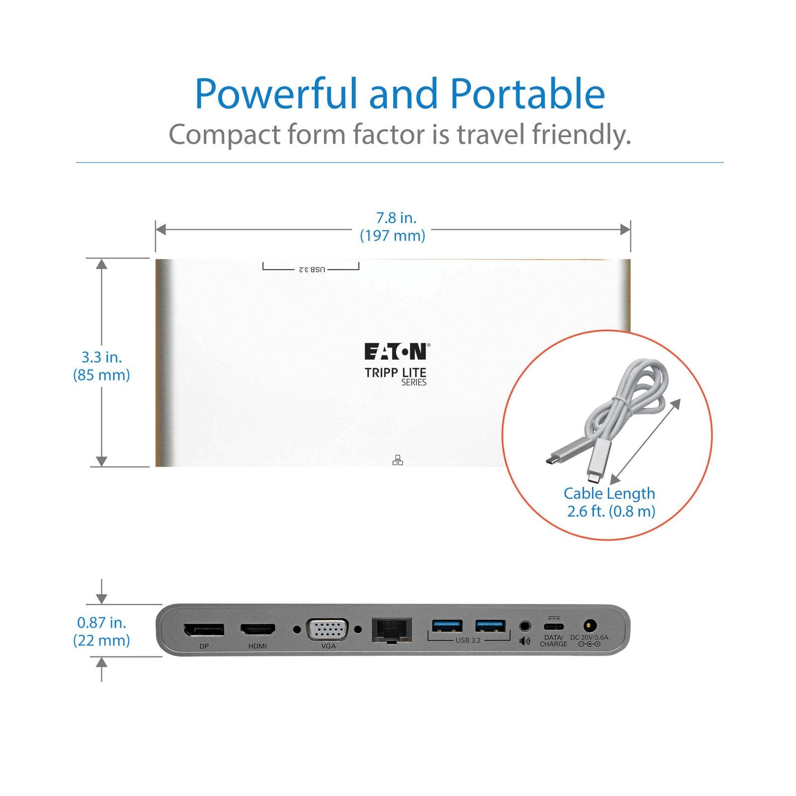 Eaton Tripp Lite Series USB-C Dock, Triple Display - 4K HDMI/DisplayPort, VGA, USB 3.2 Gen 1, USB-A/USB-C Hub, GbE, 100W