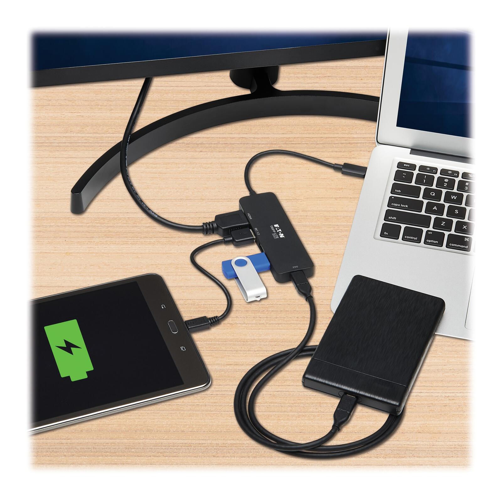 Eaton Tripp Lite Series USB-C Multiport Adapter - 4K 60 Hz HDMI, 3 USB-A Hub Ports, 100W PD Charging, HDR, HDCP 2.2