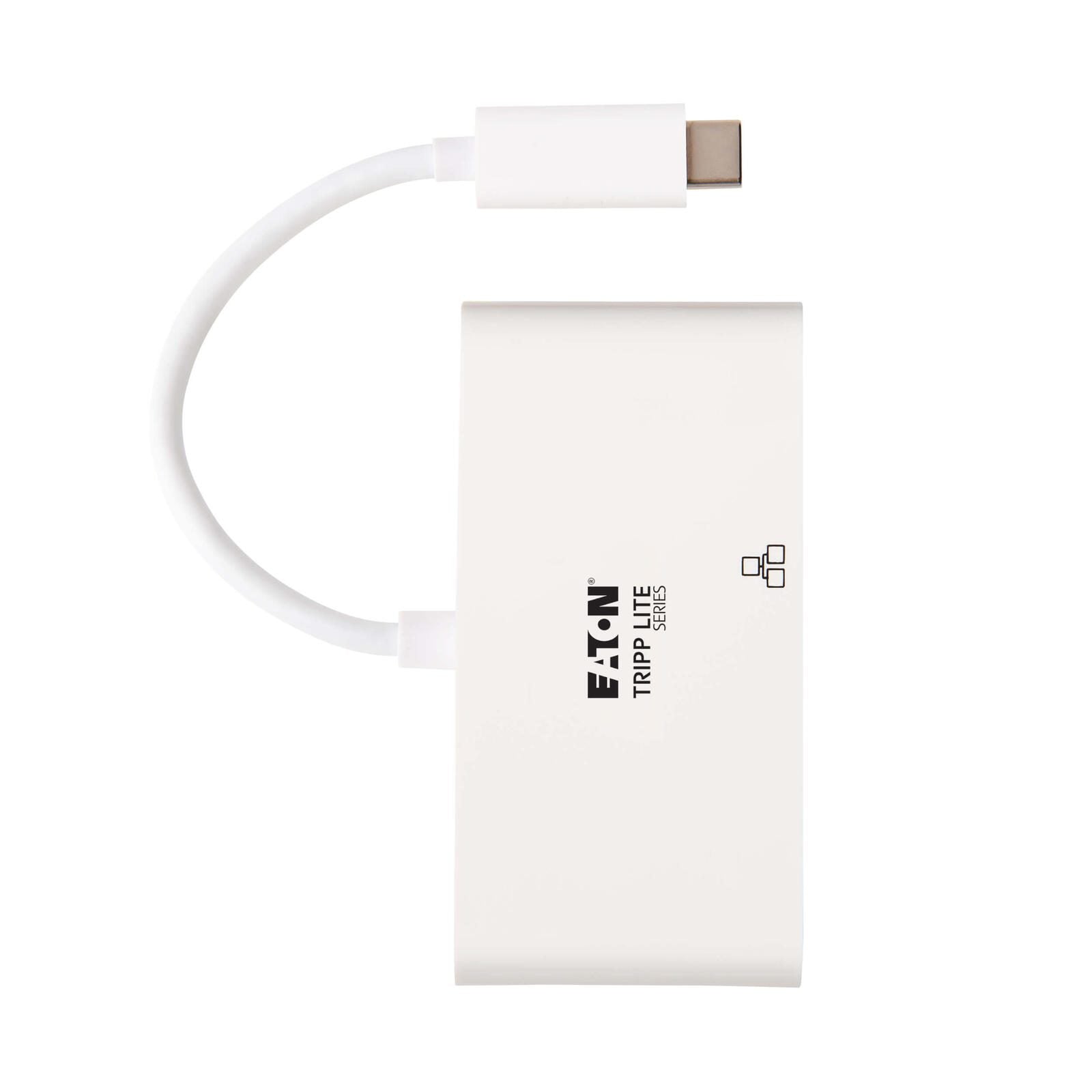 Eaton Tripp Lite Series USB-C Multiport Adapter - 4K HDMI, USB-A Port, GbE, 60W PD Charging, HDCP, White