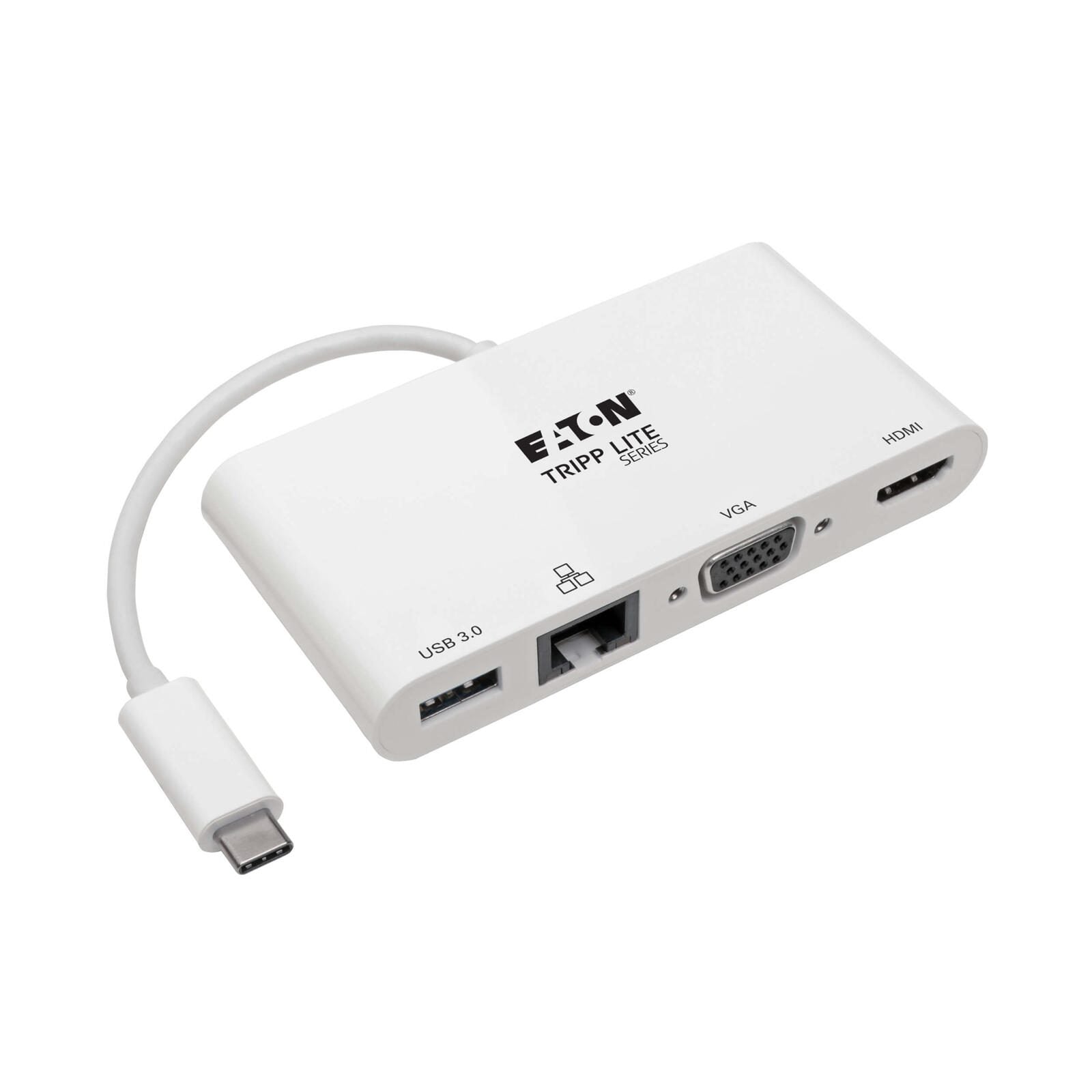 Eaton Tripp Lite Series USB-C Multiport Adapter - 4K HDMI, VGA, USB-A, GbE, HDCP, White