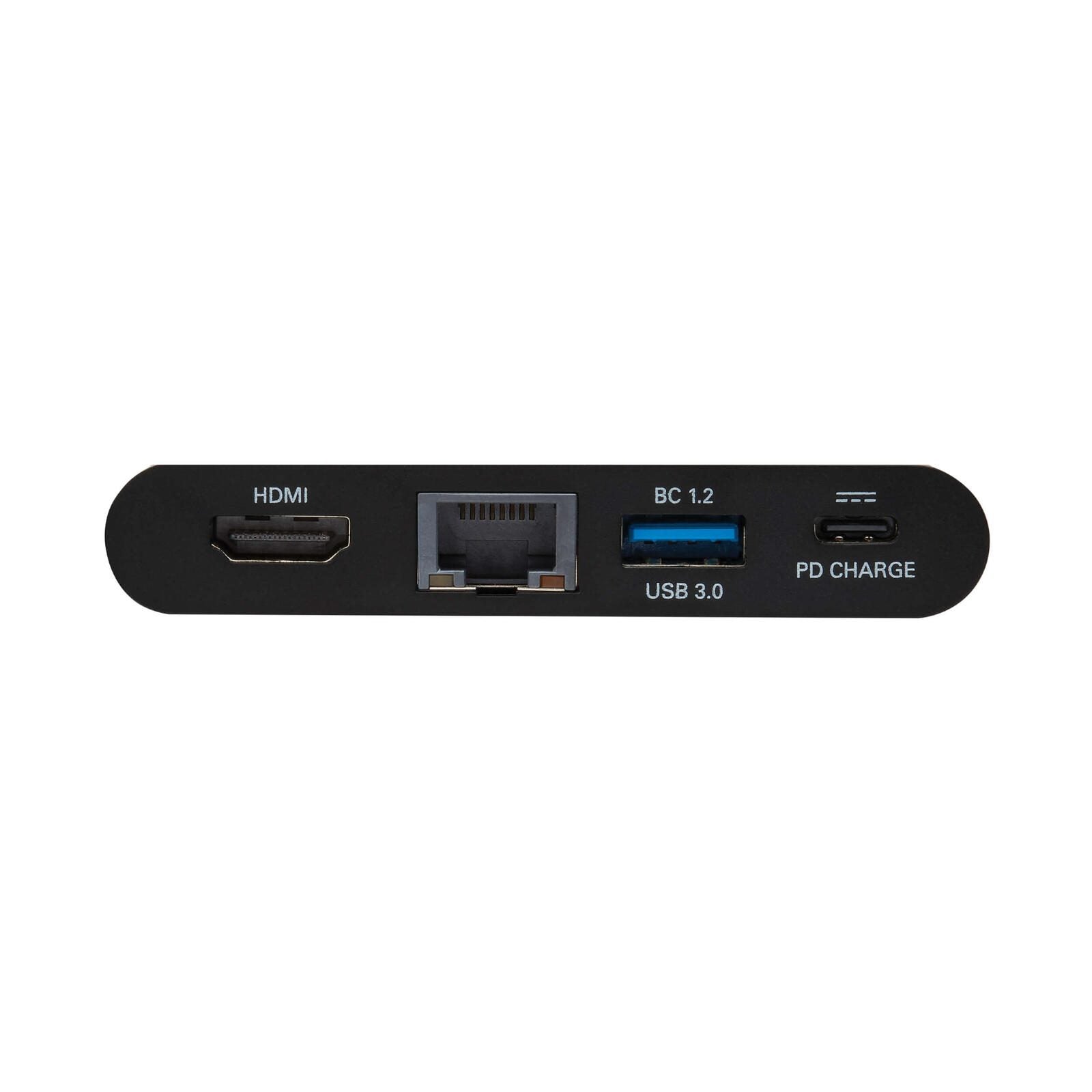 Eaton Tripp Lite Series USB-C Multiport Adapter - 4K HDMI, USB-A, GbE, Self-Szuring Kabel, 100W PD Charging, Schwarz