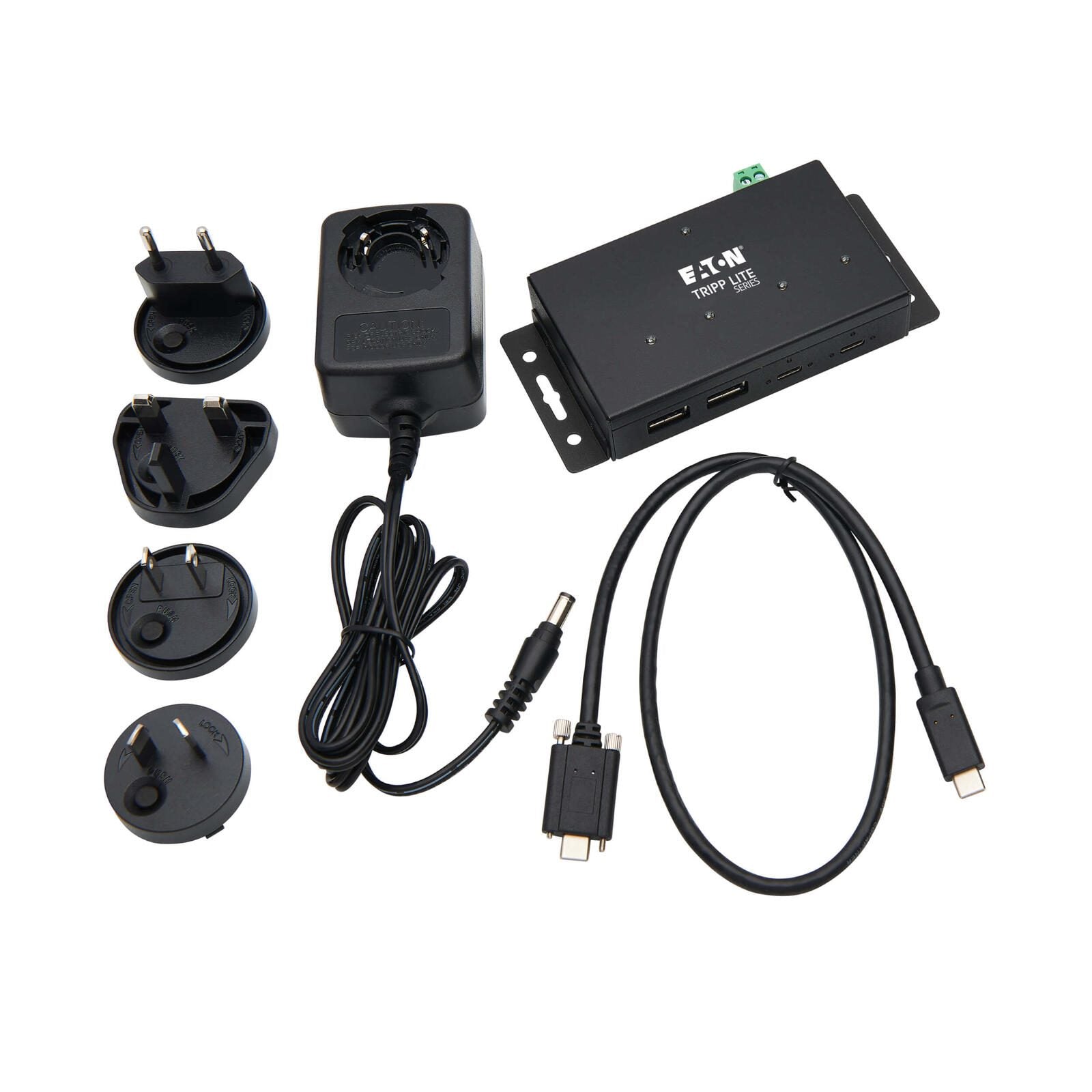 Eaton Tripp Lite Series Industrial-Grade 4-Port USB Hub - USB 3.1 Gen 2, 10 Gbps, 2 USB-A & 2 USB-C Ports, 15 kV ESD Imm