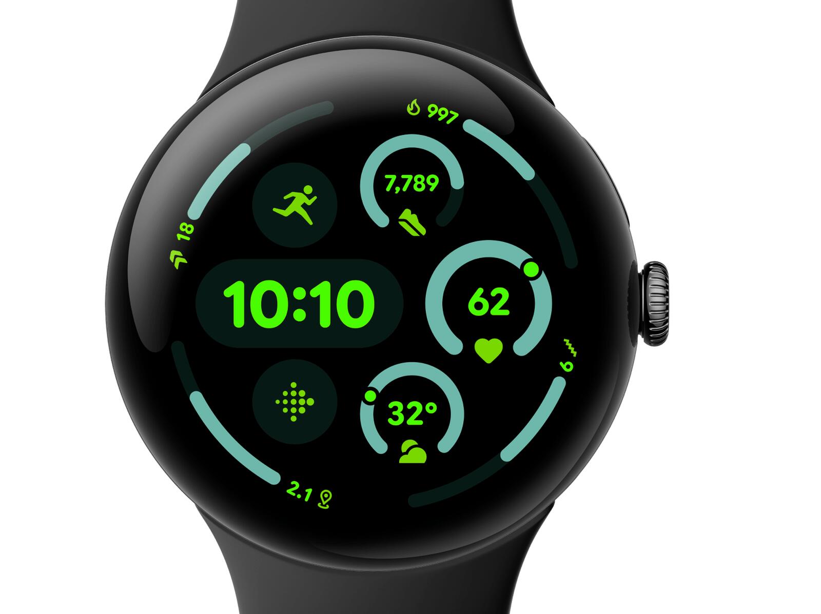 Google Pixel Watch 3 (WiFi) Sportarmband 41mm, Schwarz/Obsidian