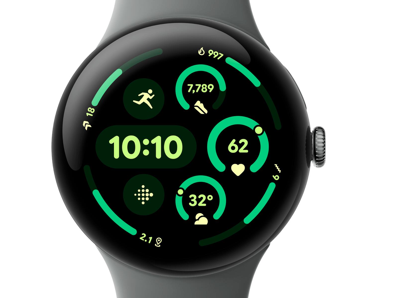 Google Pixel Watch 3 (LTE) Sportarmband 45mm, Grau/Grau