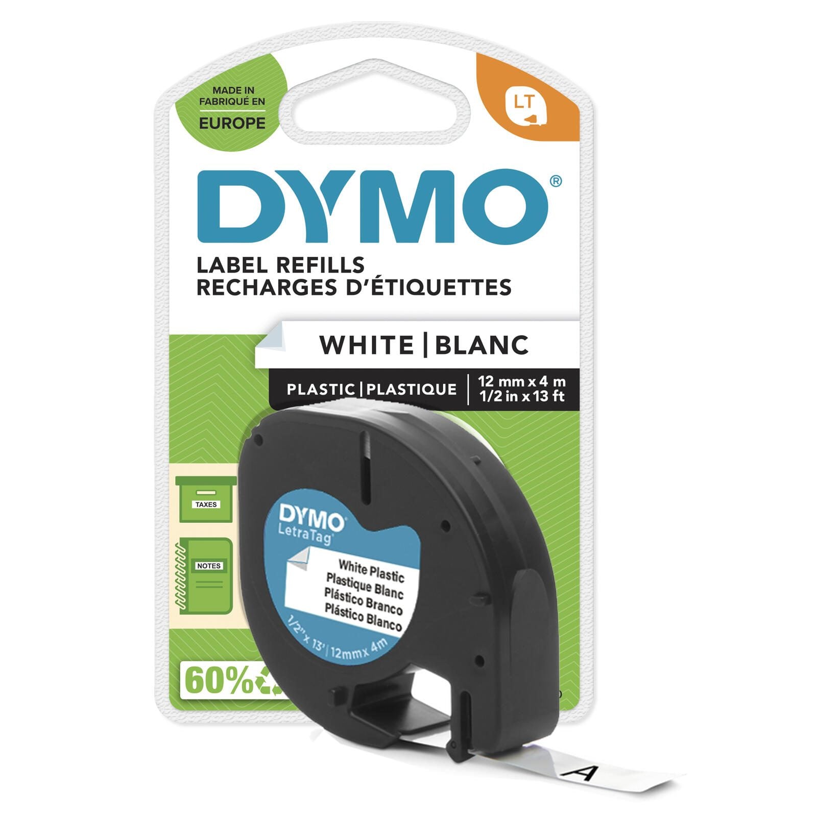 DYMO® Original Schriftband für LetraTag, Plastik - schwarz auf weiss