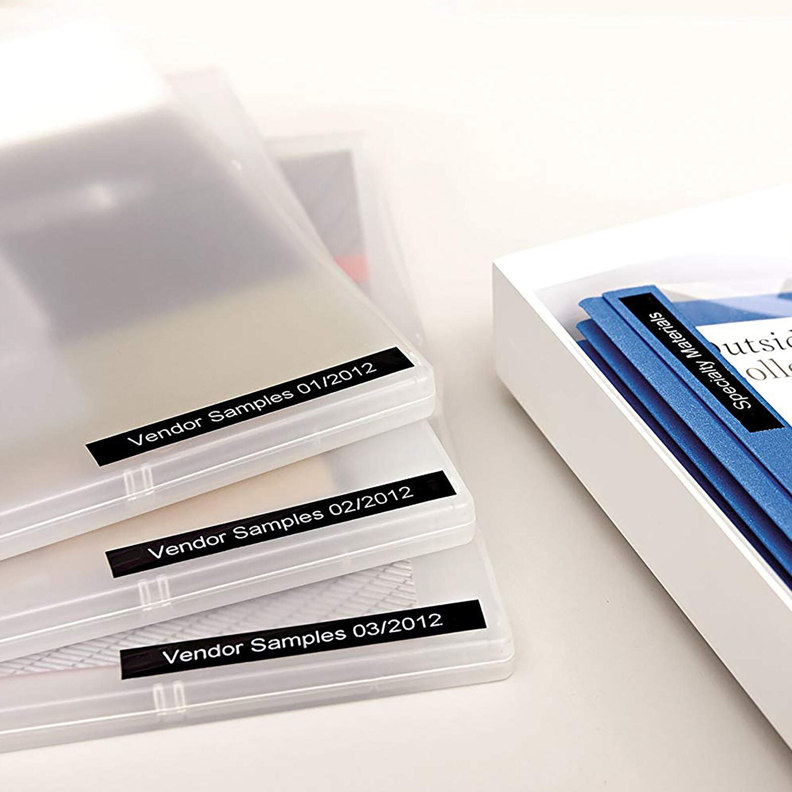 DYMO® Original D1-Schriftband für LabelManager™ 12mm x 7m - Polyester, wieder ablösbar - weiss auf schwarz