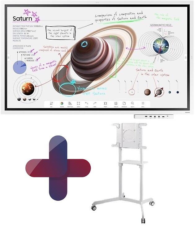 Samsung Flip Pro WM65B Flipchart 165 cm 65 Zoll + Flip Pro Tray CY-TF65BBC + Neomounts NS-M1250 Rollwagen rotierbar