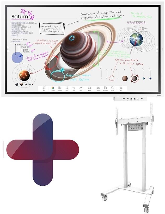 Samsung Flip Pro WM55B Flipchart 138,7 cm 55 Zoll inkl. Neomounts FL55-875WH1 motorisierter Rollwagen & Tray CY-TF65BBC