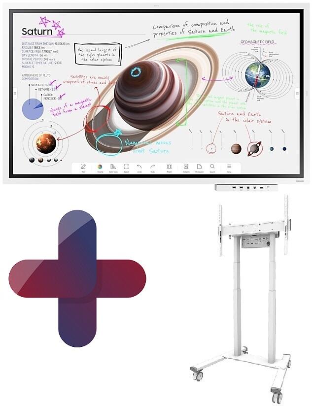 Samsung Flip Pro WM65B Flipchart 165 cm 65 Zoll inkl. Neomounts FL55-875WH1 motorisierter Rollwagen & Tray CY-TF65BBC