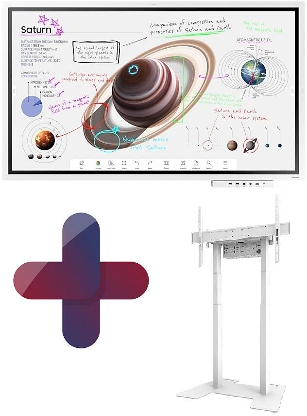 Samsung Flip Pro WM65B Flipchart 165 cm 65 Zoll inkl. Neomounts BL55-875WH1 motorisierter Standfuß & Tray CY-TF65BBC