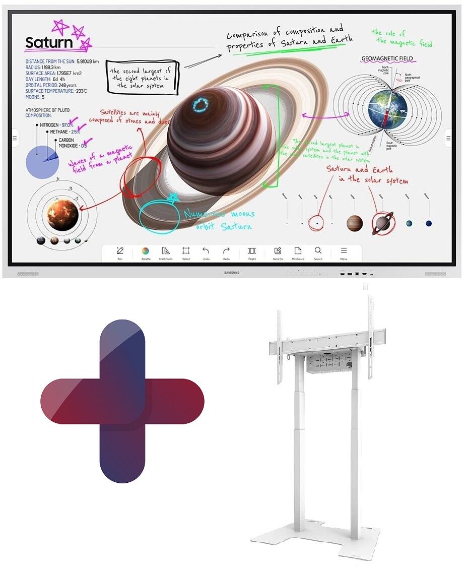 Samsung Flip Pro WM75B Flipchart 190,5 cm 75 Zoll + Neomounts BL55-875WH1 motorisierter Standfuß höhenverstellbar