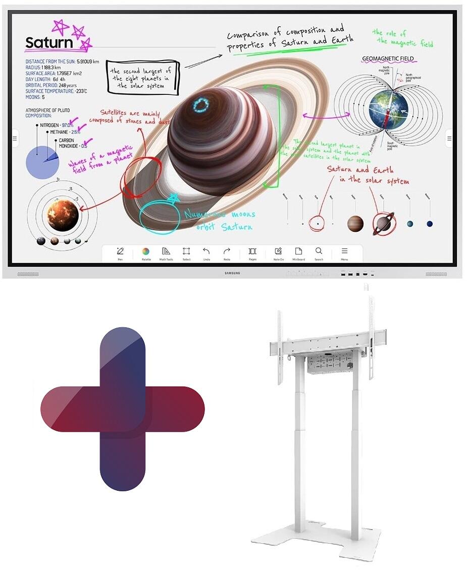 Samsung Flip Pro WM85B Flipchart 215,9 cm 85 Zoll + Neomounts BL55-875WH1 motorisierter Standfuß höhenverstellbar